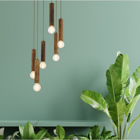 Avonni AV-1651-6ET Eskitme Kaplama Modern Avize E27 Ahşap 40cm Avonni AV-1651-6ET Eskitme Kaplama Modern Avize E27 Ahşap 40cm