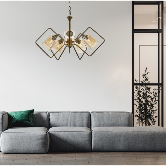 Avonni AV-60103-5E Eskitme Kaplama Modern Avize E14 Metal Cam 55cm Avonni AV-60103-5E Eskitme Kaplama Modern Avize E14 Metal Cam 55cm