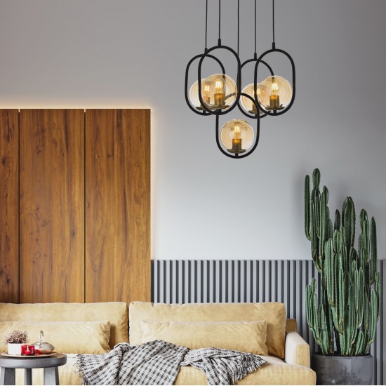 Avonni AV-4275-5T-BSY Siyah Boyalı Modern Avize Avonni AV-4275-5T-BSY Siyah Boyalı Modern Avize