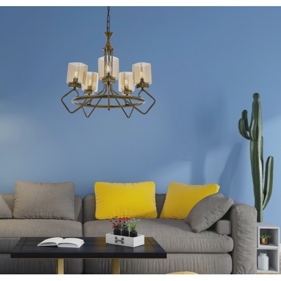 Avonni AV-60135-5E Eskitme Kaplama Modern Avize E14 Metal Cam 60cm Avonni AV-60135-5E Eskitme Kaplama Modern Avize E14 Metal Cam 60cm