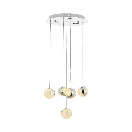 Avonni AV-5264-5KT Krom Kaplama Modern Avize LED Metal Cam 40cm Avonni AV-5264-5KT Krom Kaplama Modern Avize LED Metal Cam 40cm