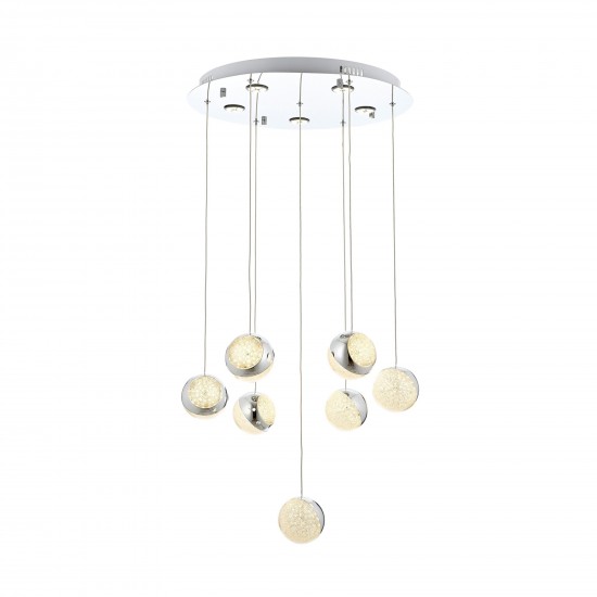Avonni AV-5264-7KT Krom Kaplama Modern Avize LED Metal Cam 50cm Avonni AV-5264-7KT Krom Kaplama Modern Avize LED Metal Cam 50cm