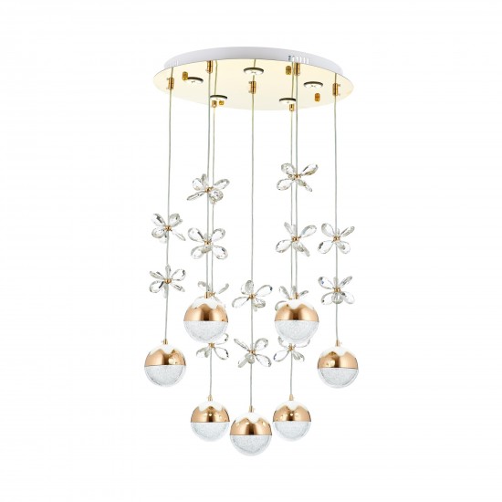 Avonni AV-5265-7ST Sarı Kaplama Modern Avize LED Metal Cam 50cm Avonni AV-5265-7ST Sarı Kaplama Modern Avize LED Metal Cam 50cm