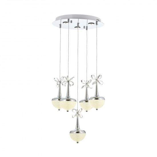 Avonni AV-5266-5KT Krom Kaplama Modern Avize LED Metal Cam 40cm Avonni AV-5266-5KT Krom Kaplama Modern Avize LED Metal Cam 40cm