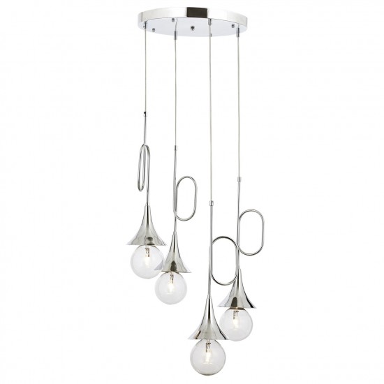 Avonni AV-60280-4KT Krom Kaplama Modern Avize E27 Metal Cam 40cm Avonni AV-60280-4KT Krom Kaplama Modern Avize E27 Metal Cam 40cm