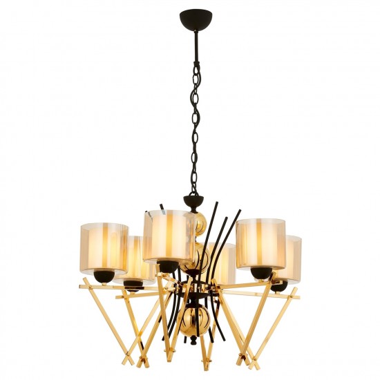 Avonni AV-60289-6S Sarı Boyalı Modern Avize E27 Metal Cam 66cm Avonni AV-60289-6S Sarı Boyalı Modern Avize E27 Metal Cam 66cm